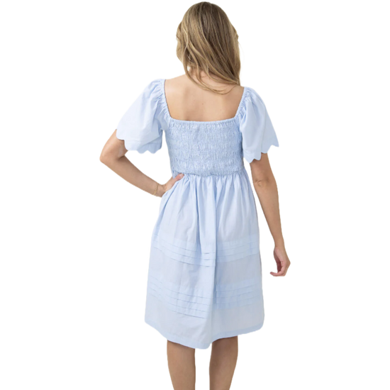 Simply Southern Ladies Floral Patterned Light Blue Scallop Dress 0124-DRS-SCLP-FLORAL