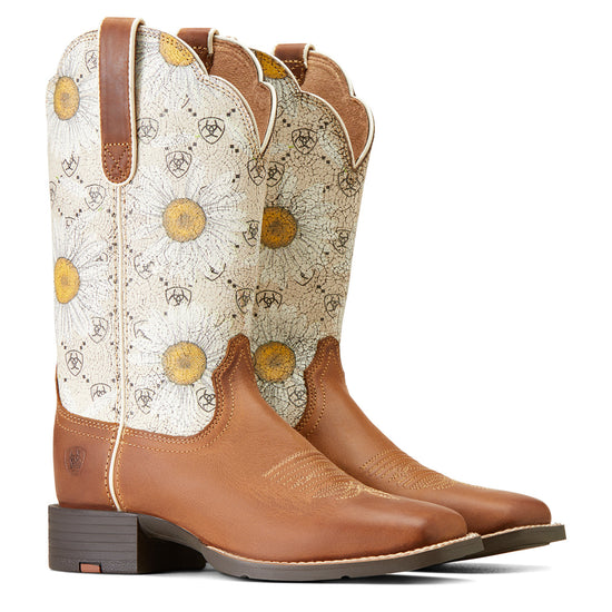 Ariat Ladies Round Up Wide Square Toe Western Boot 10046881