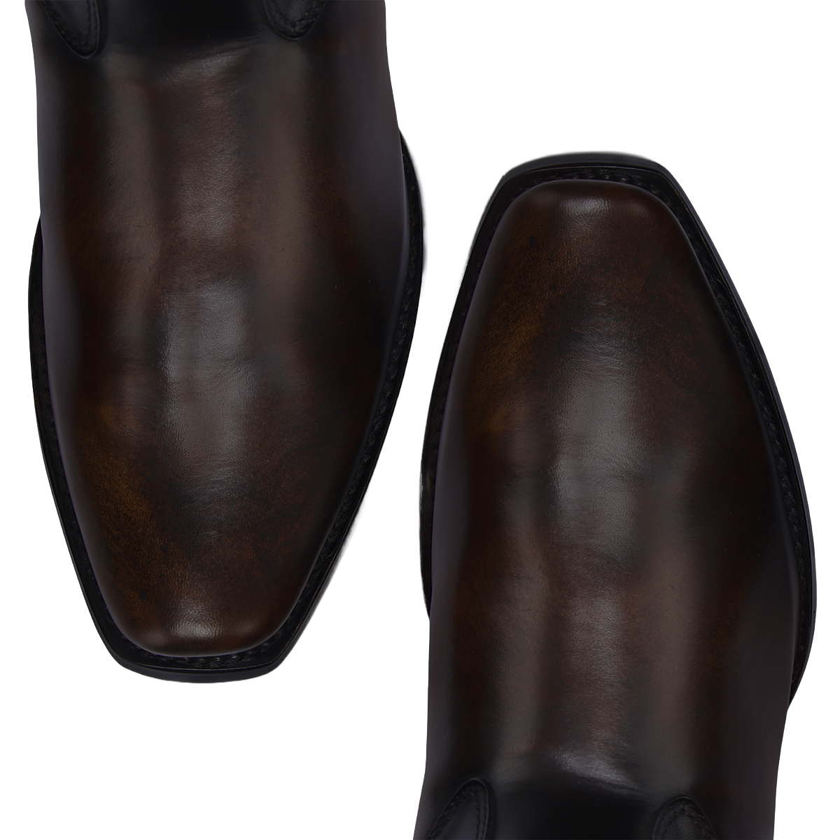 Cuadra Men's Black & Honey Laser Zipper Narrow Square Toe Boots CU937