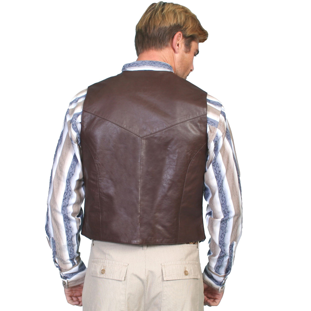 Scully Men's Classic Brown Soft Touch Lamb Leather Vest 507-143