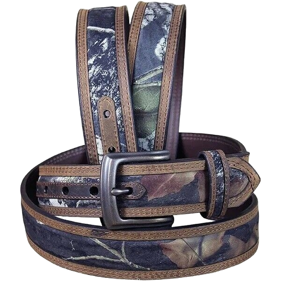 Nocona Men's Brown Leather Belt with Camo Center Inlay N24362222