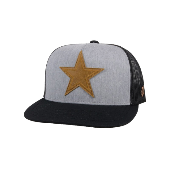 Hooey Men's Dallas Grey & Black Star Logo Flexfit Hat 7153T-GYBK