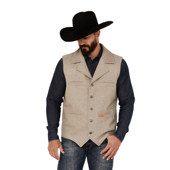 Powder River Outfitters Men's Solid Montana Beige Vest 98-1176-29