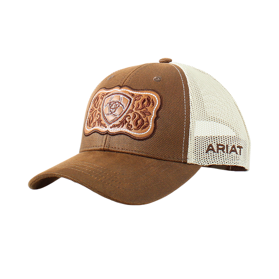 Ariat Ladies Faux Leather Floral Brown Snapback Hat A300070002