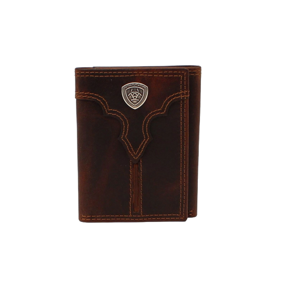 Ariat® Men's Brown Center Bump Shield Trifold Wallet A3550102