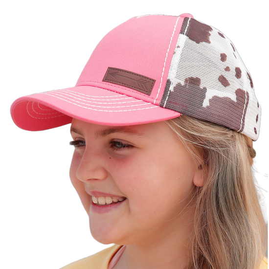 Cinch Youth Girl's Pink & Cow Print Trucker Cap CCC0042020