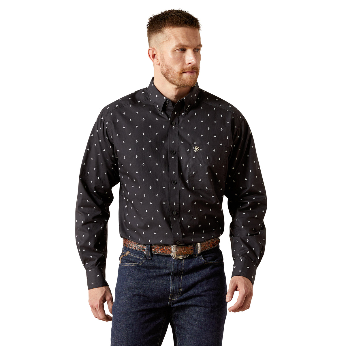 black ariat dress shirt Men's Taylor Classic Fit Button Up 10065856 Deerskin athletic profile that layers Lebec Solid Wood Black Color:Pink with Ribbon