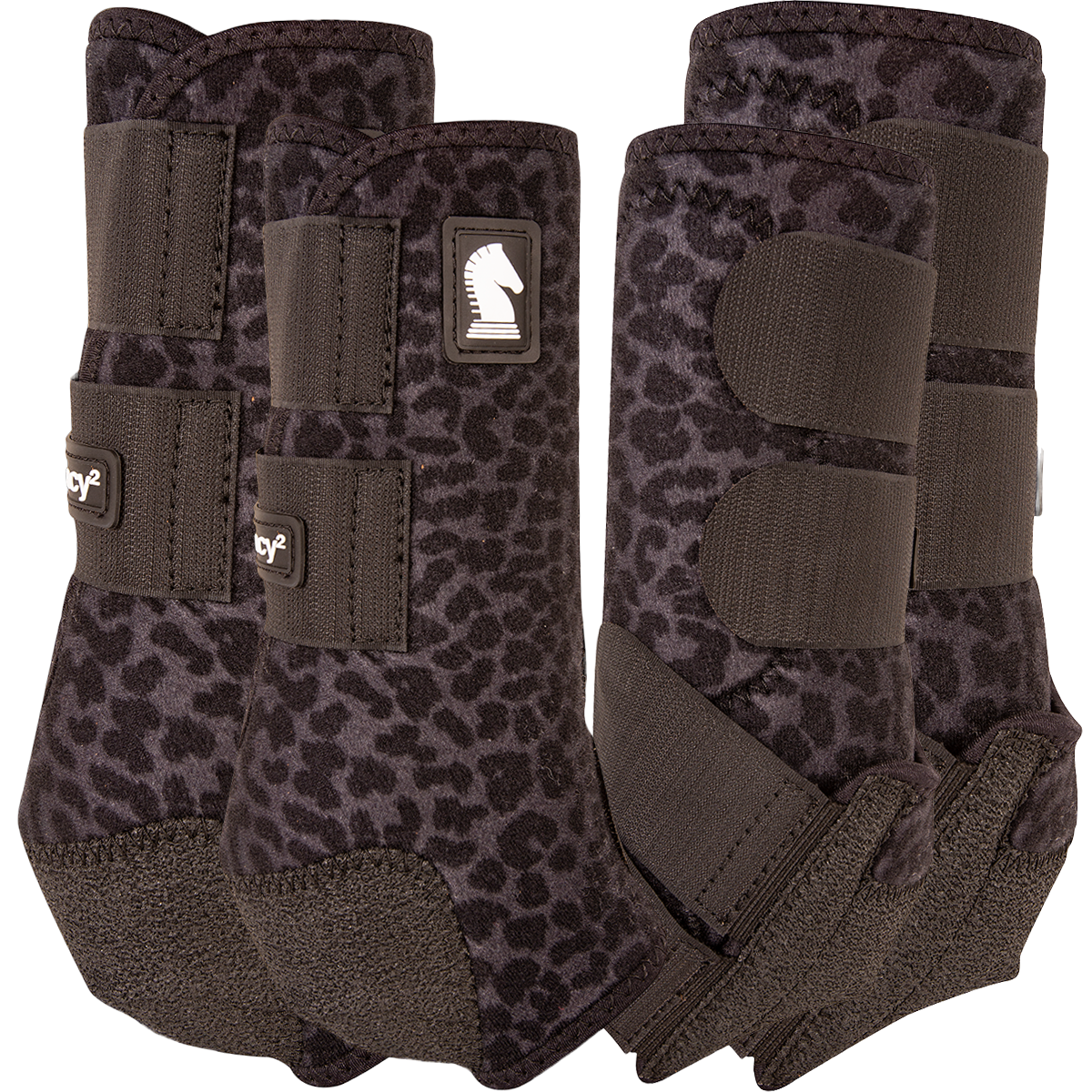 Classic Equine Legacy2 Protective Boot Full Set Black Leopard
