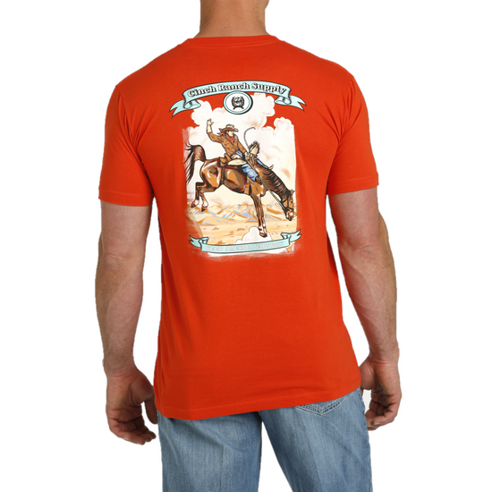 Cinch Men's Red Ranch Supply Logo Graphic T-Shirt MTT1690618