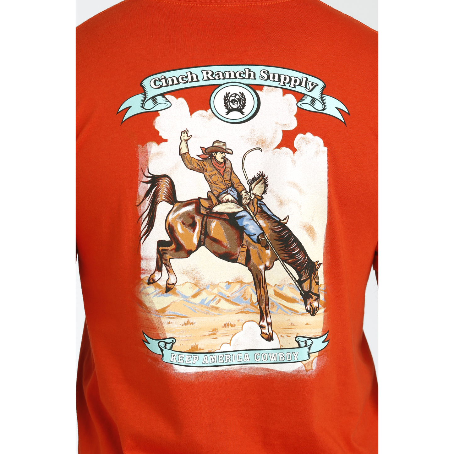 Cinch Men's Red Ranch Supply Logo Graphic T-Shirt MTT1690618