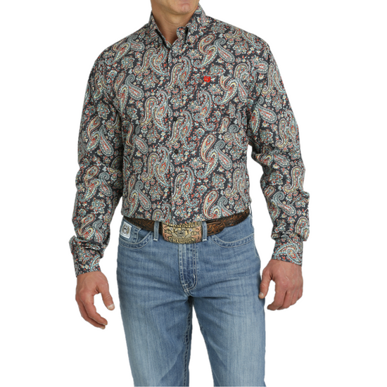 Cinch Men's Charcoal Paisley Print Button Down Shirt MTW1105745