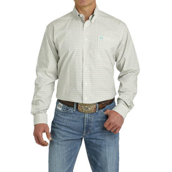 Cinch Men's Cream Plaid Button Down Shirt MTW1105746