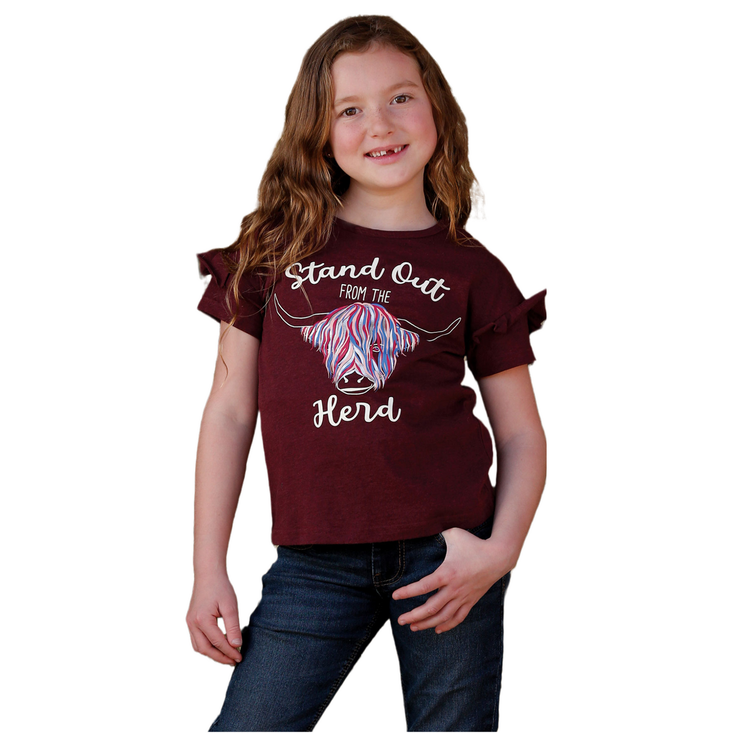 Cruel Girl® Youth Burgundy Stand Out From The Herd T-Shirt CTK8550002