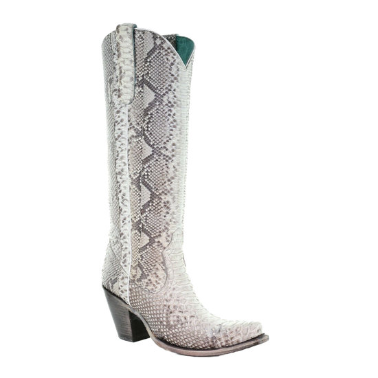 Corral Ladies Natural Python Zipper Tall Top Boots A3789