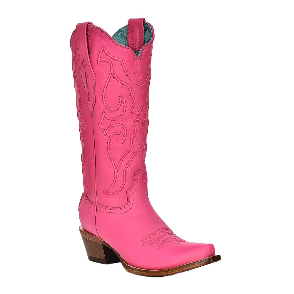 Corral Ladies Embroidered Fuchsia Pink Snip Toe Boots Z5138