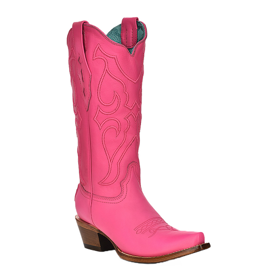 Corral Ladies Embroidered Fuchsia Pink Snip Toe Boots Z5138