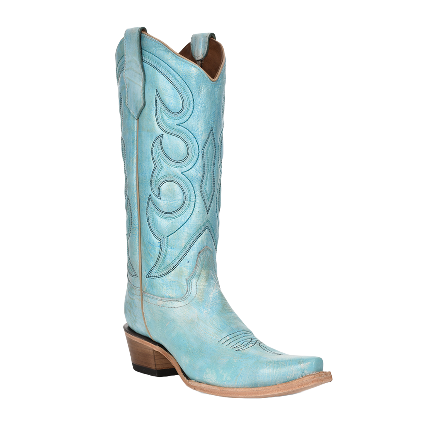 Circle G by Corral Ladies Sky Blue Hand Painted Snip Toe Boots L5982