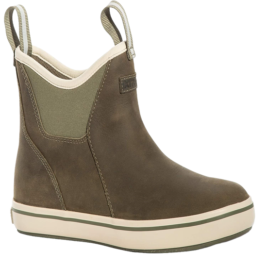 XTRATUF Ladies Olive Waterproof Leather Ankle Deck Boots XWAL-303