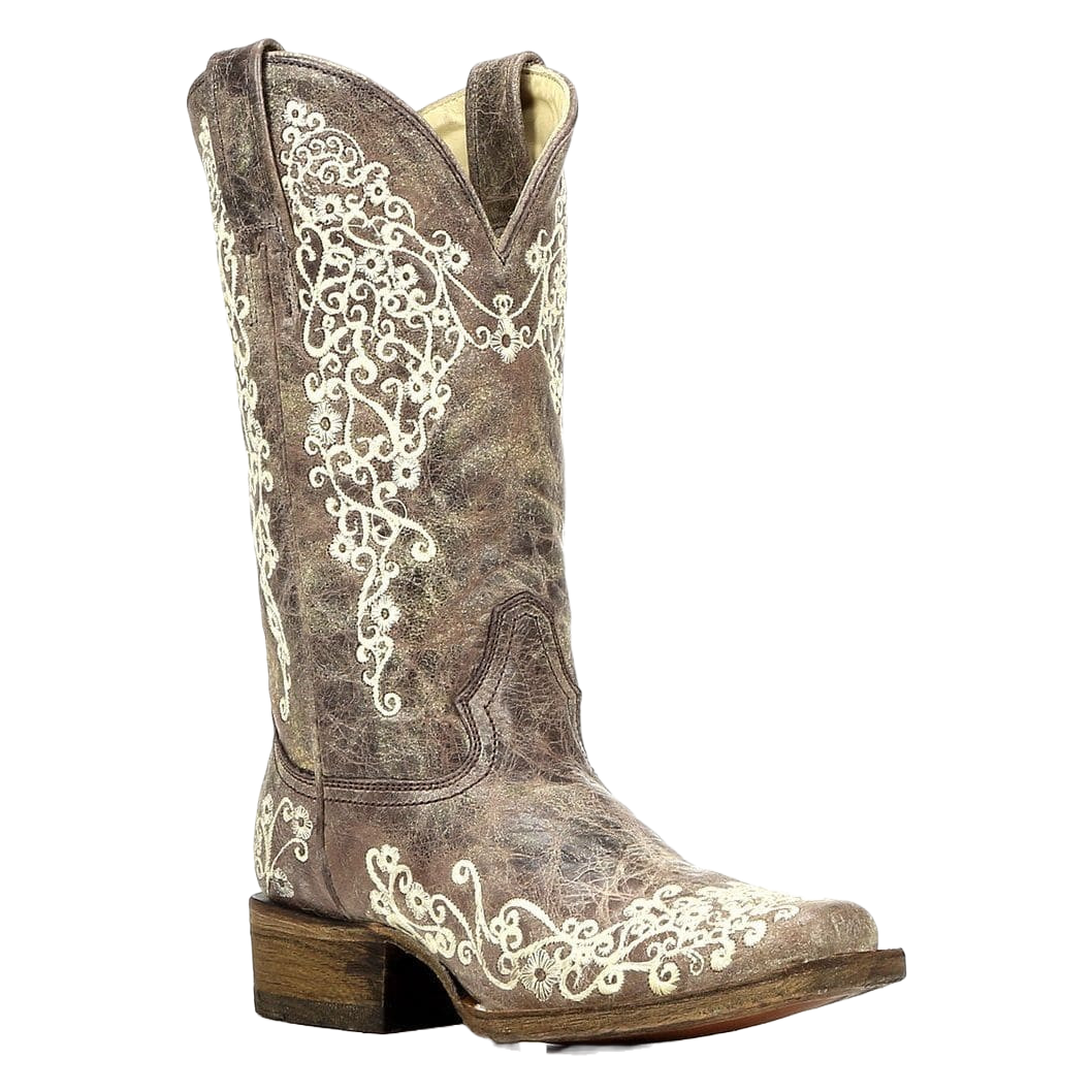 Corral Ladies Iconic Lisa Brown Crater Bone Embroidered Boots A2663