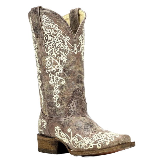 Corral Ladies Iconic Lisa Brown Crater Bone Embroidered Boots A2663