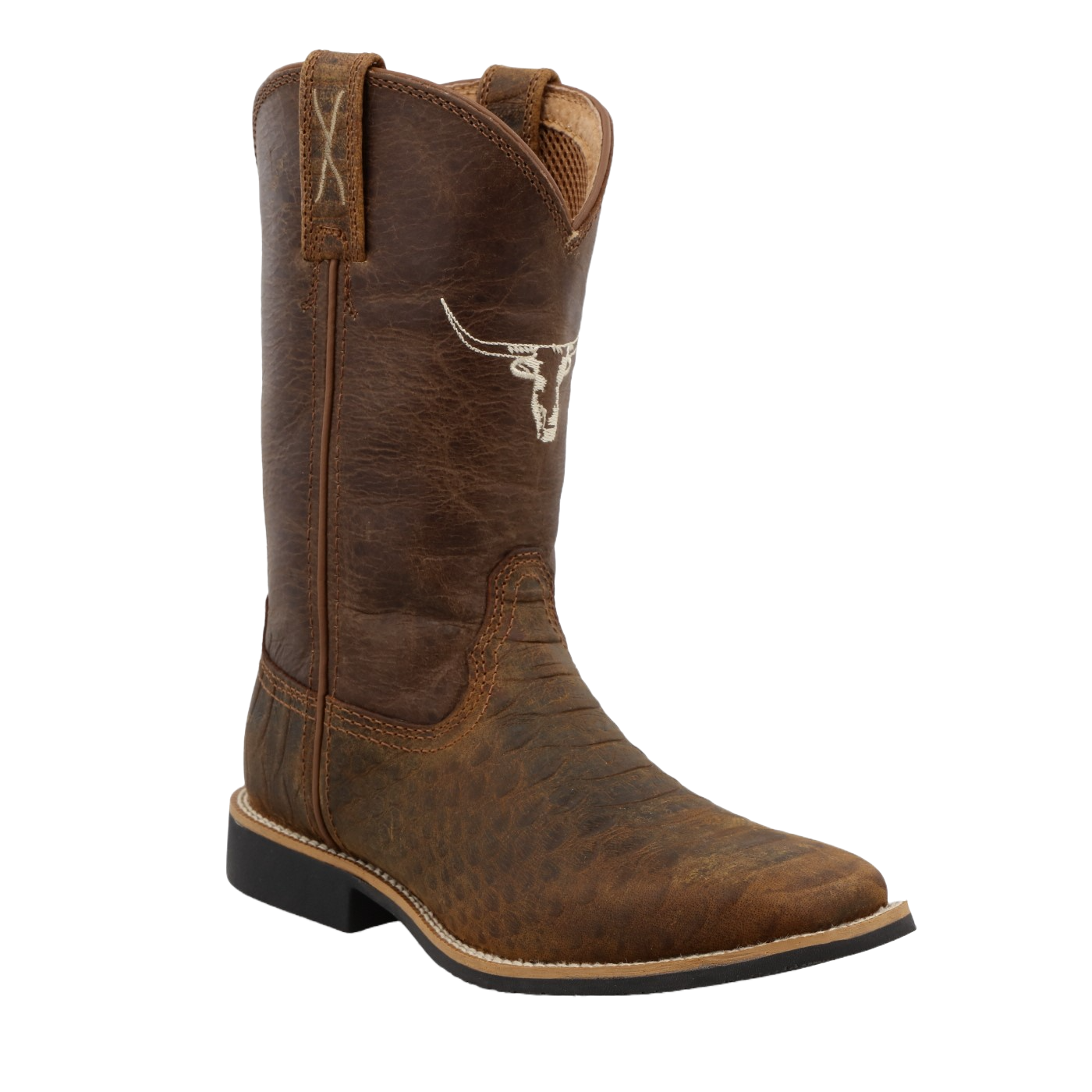 Twisted X Children's Top Hand Tan & Chocolate Square Toe Boots YTH0016