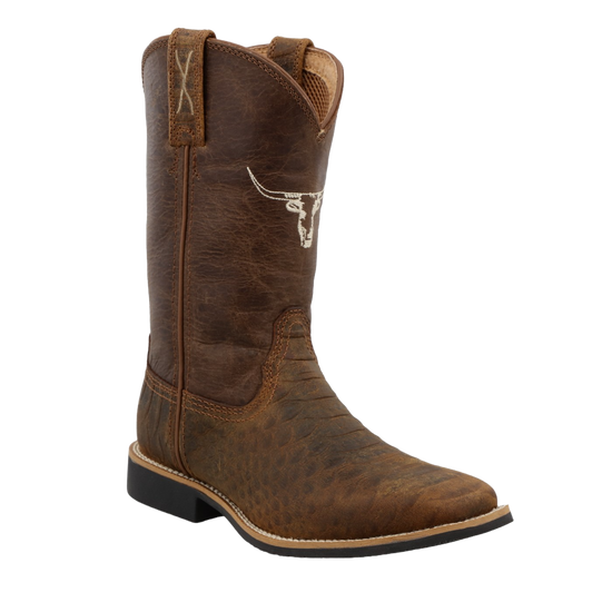 Twisted X Children's Top Hand Tan & Chocolate Square Toe Boots YTH0016