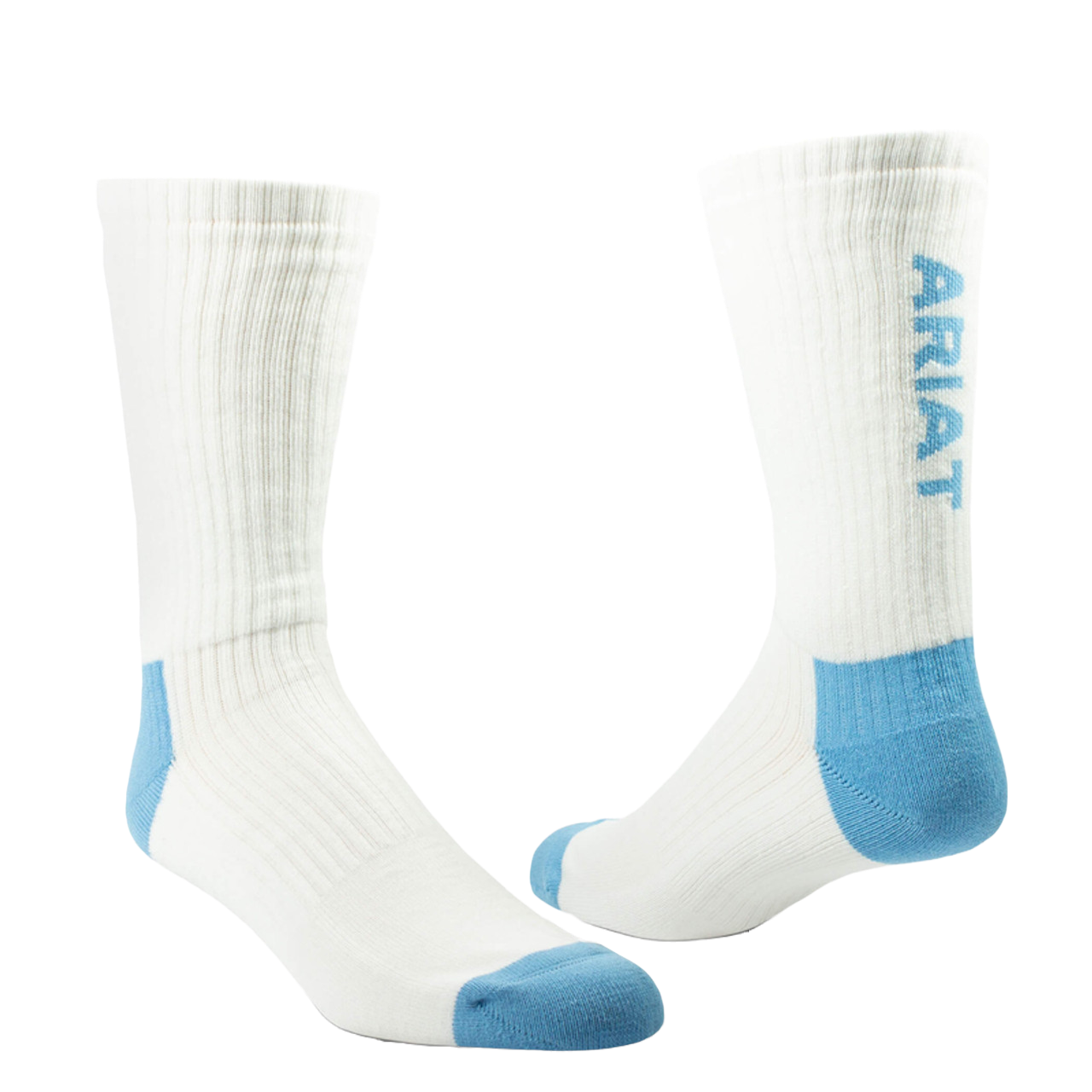 Ariat 3 Pack Cotton White & Blue Crew Socks AR2239-200