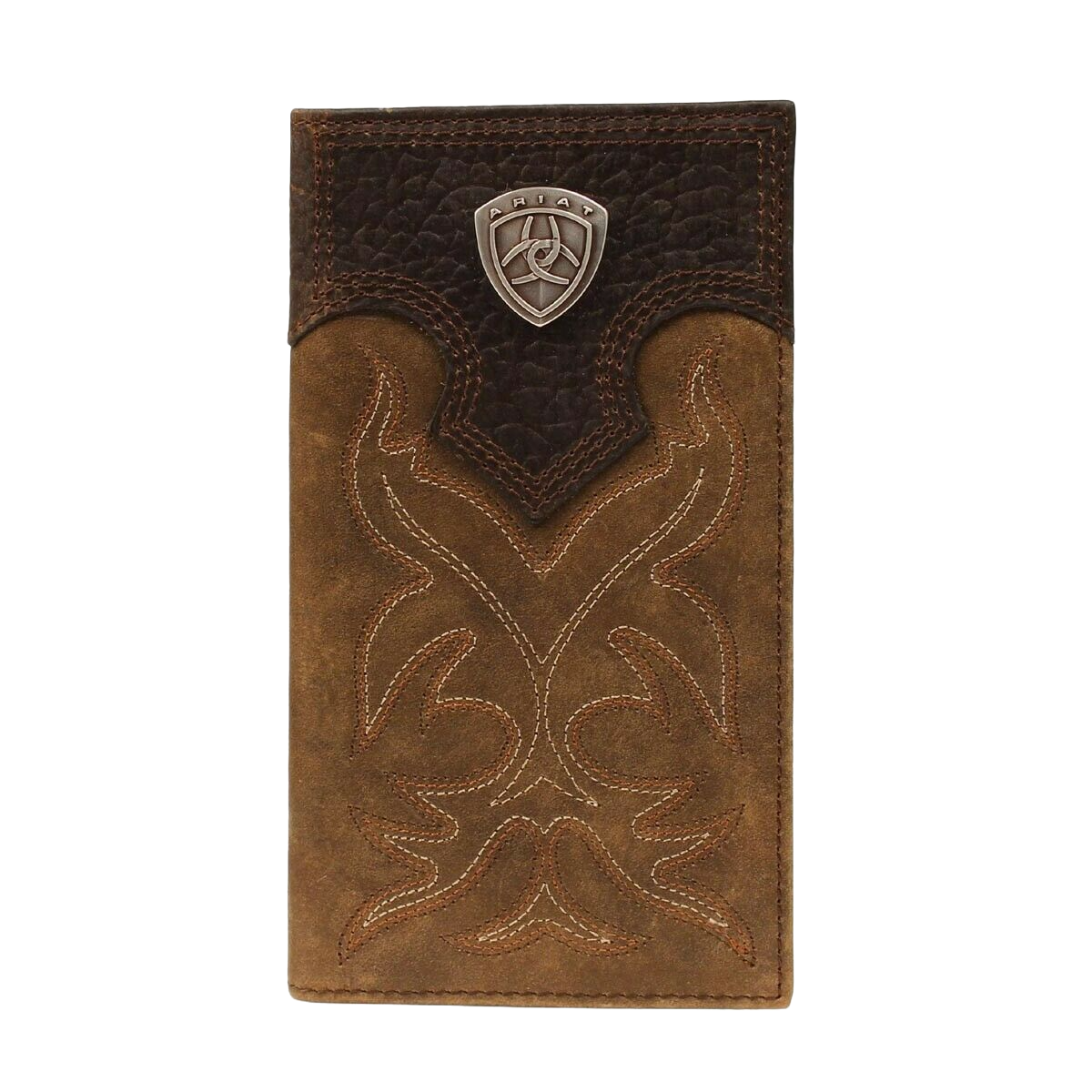 Ariat Brown Distressed Leather Rodeo Wallet with Shield Logo A3510844