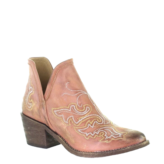 Corral Ladies Pink Embroidery J Toe Booties Q0174