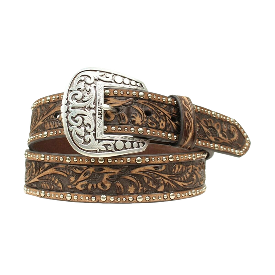 Ariat Ladies Floral Tooled & Studded Leather Belt A1513802