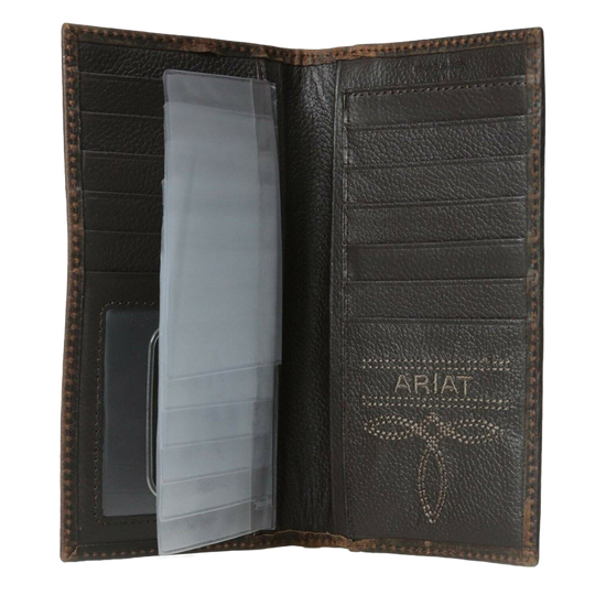 Ariat Rowdy Brown Bi-fold Rodeo Wallet w/ Small Shield Logo A35118282