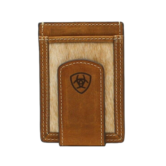 Ariat Men's Brown Hair On Leather Tri-Fold Wallet A3544044
