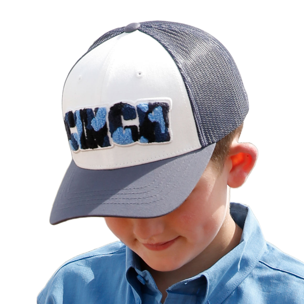 Cinch® Boy's Camo Logo FLEXFIT® Grey Trucker Cap MCC0606015
