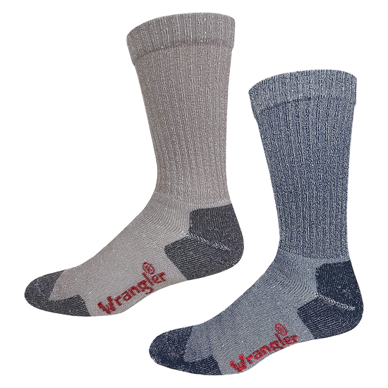 Wrangler® Riggs Men's 4-Pair Cotton Over The Calf Khaki/Denim Work Boot Socks 72435-7000-LG
