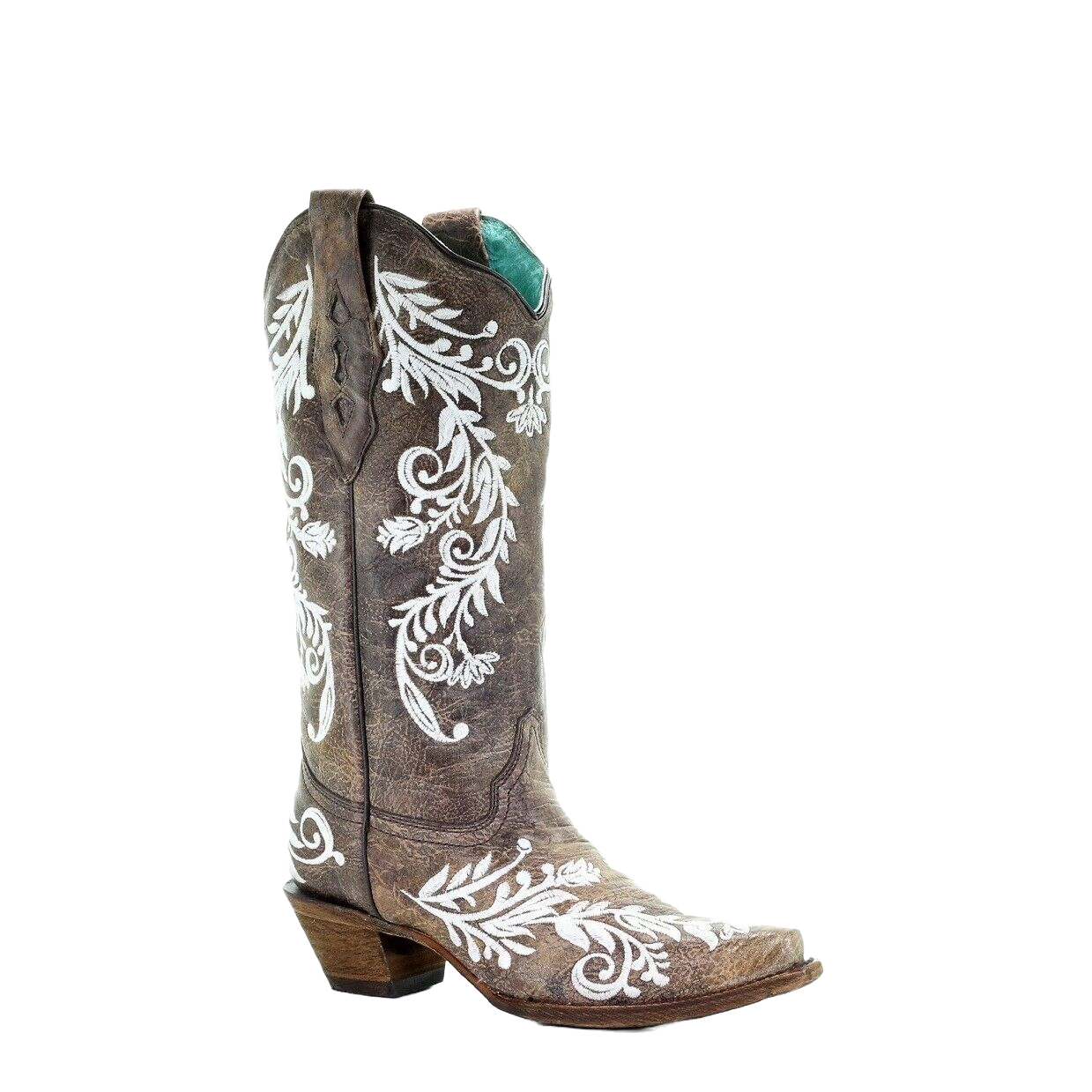 Corral Ladies Brown & White Embroidery Boots A3753