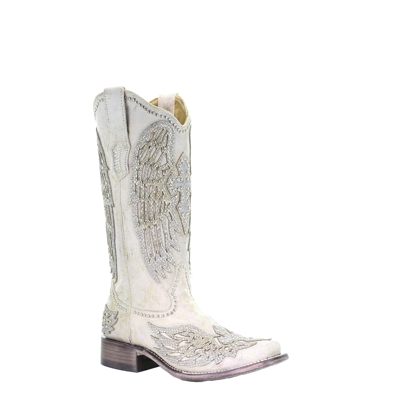 Corral Ladies White Cross & Wings Boots A3731