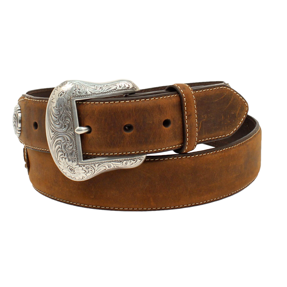 Nocona Men's Lace Arrow Concho Tab Brown Leather Belt N2441644