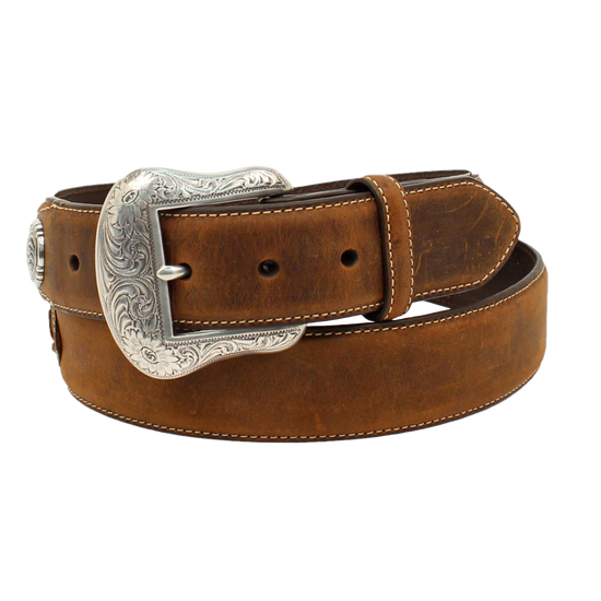 Nocona Men's Lace Arrow Concho Tab Brown Leather Belt N2441644