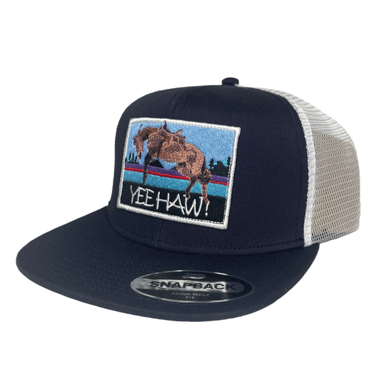 Justin Men's "YeeHaw" Patch Graphic Navy Snap Back Cap JCBC503