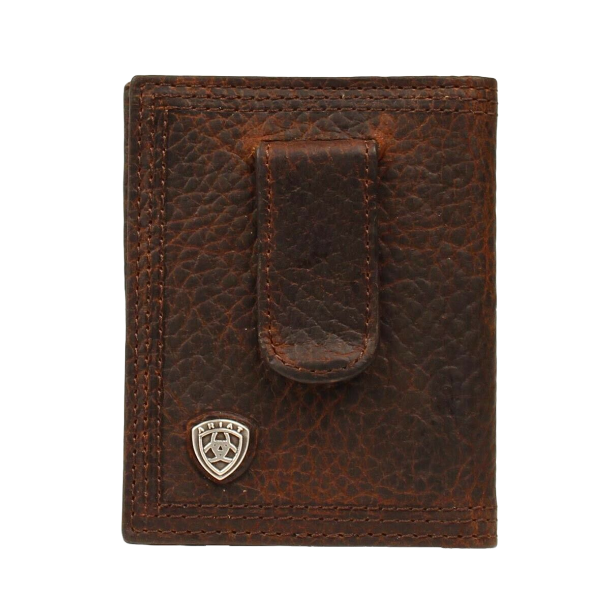 Ariat Men's Dark Brown Front Pocket Money Clip Bifold Wallet A35124282