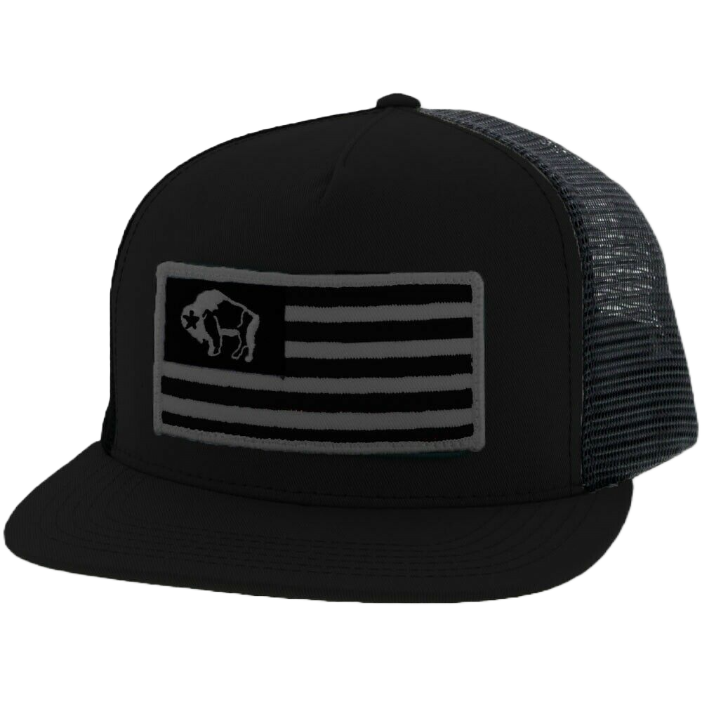 Hooey Flag Patch Black Trucker Hat 9711T-BK