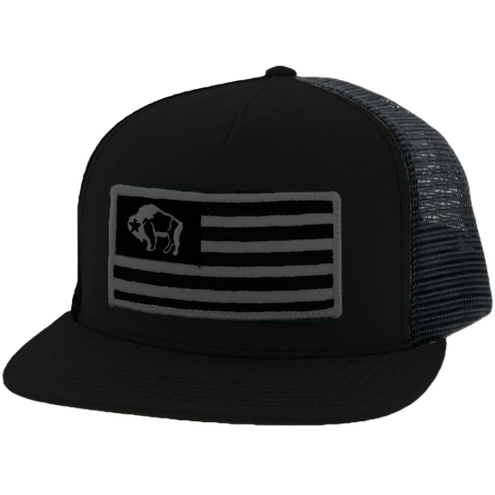 Hooey Flag Patch Black Trucker Hat 9711T-BK