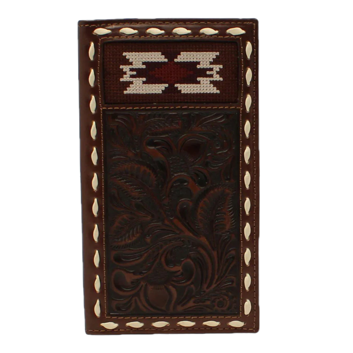 Nocona® Men's Southwestern Buck Lacing Brown Rodeo Wallet N500038002