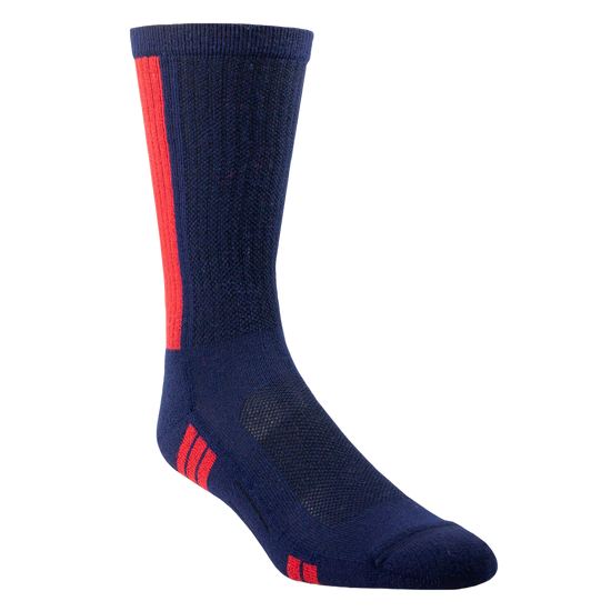 Ariat® Men's VentTEK Mid Calf Performance Navy & Red Socks AR2351-400