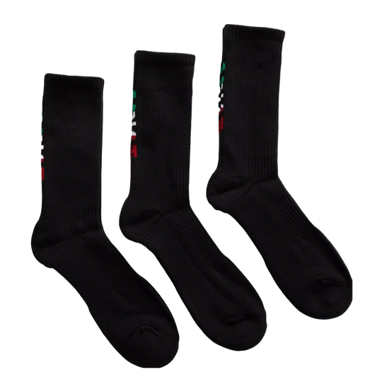 Ariat Premium 3 PK Mexico Black Crew Socks AR2239-003