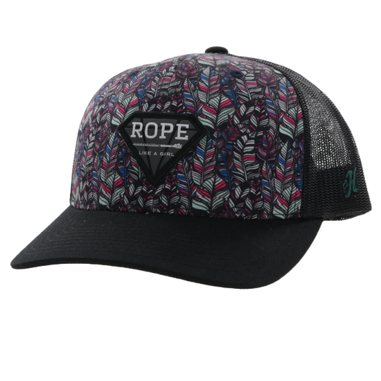 Hooey Rope Like A Girl Women's Feathered Pattern Snapback Hat 2249T-TLBK
