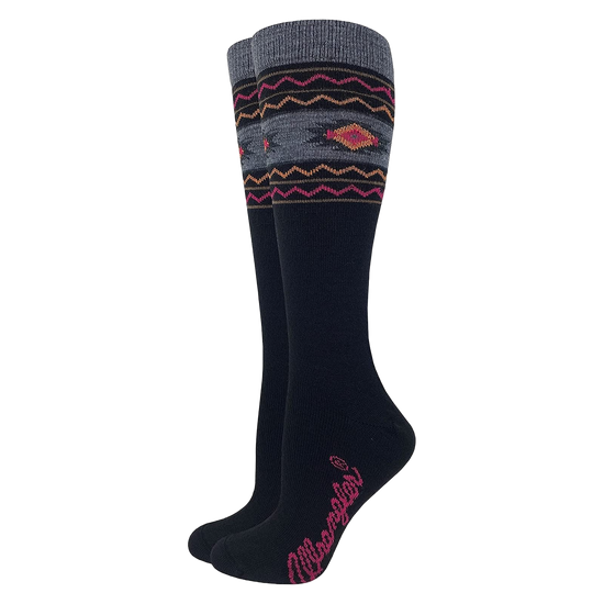 Wrangler® Ladies Aztec Pattern Seamless Toe Black Socks 72867-2000-MED