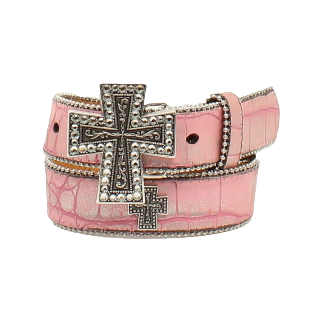 Nocona Children's Cross Croncho Pink Croc Print Leather Belt N4438030