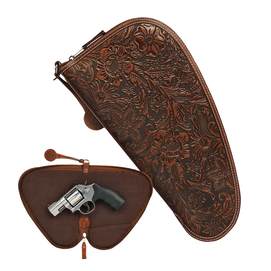 Nocona Floral Tooled Embossed Leather Brown Gun Case N7600008