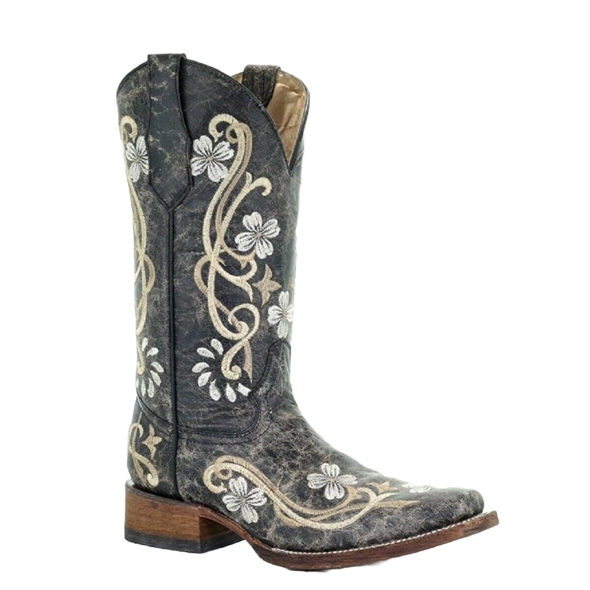 Circle G By Corral Ladies Black Floral Embroidered Boots L5241